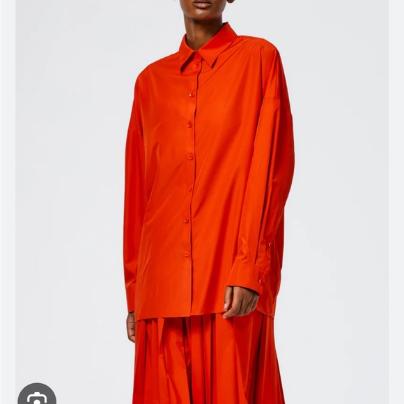 Tibi Sporty Nylon Cocoon shirt red - Picture 1 of 6